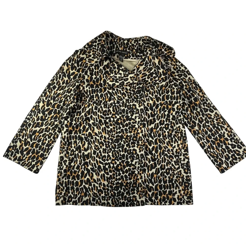 NEW YORK & COMPANY Cheetah Print Blazer Womens M Button Front‎ Pockets Jacket